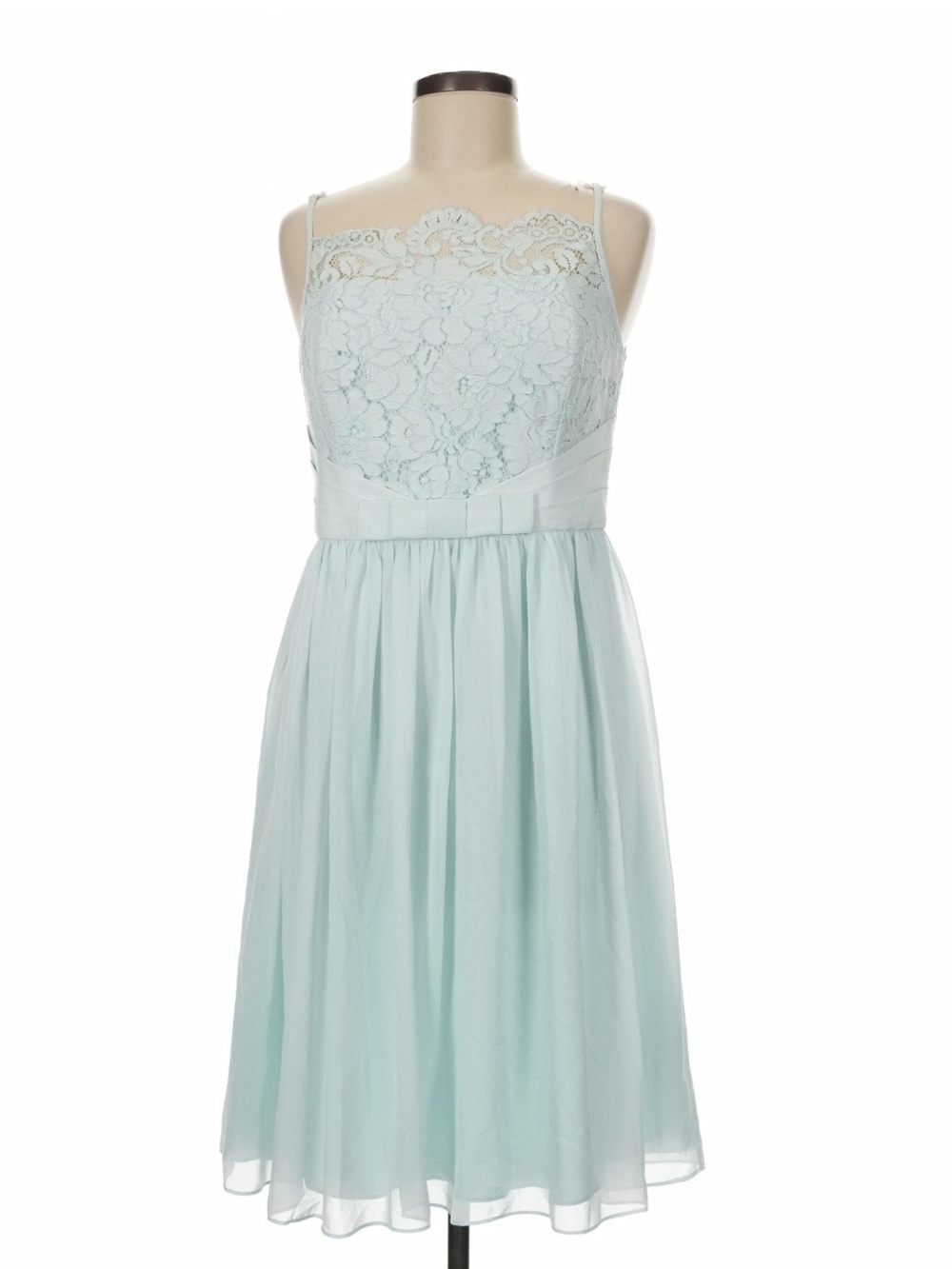 Light Blue Lace Boned Bodice Chiffon Midi Dress